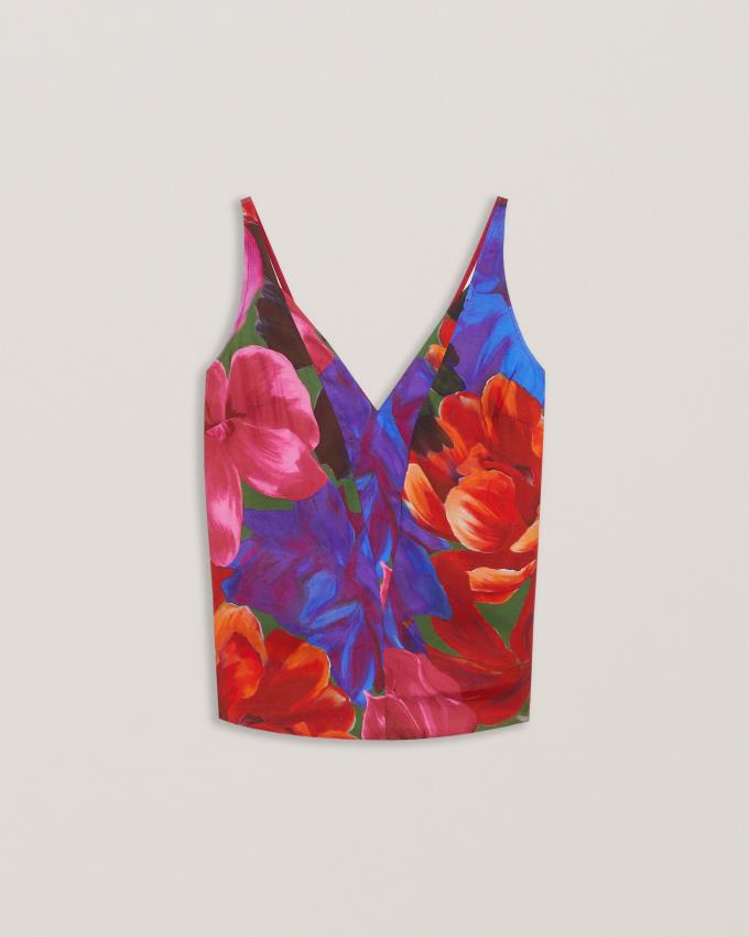 Hauts Ted Baker Tropical Floral V-Neck Cami Multicolore Femme | DBT-42558871